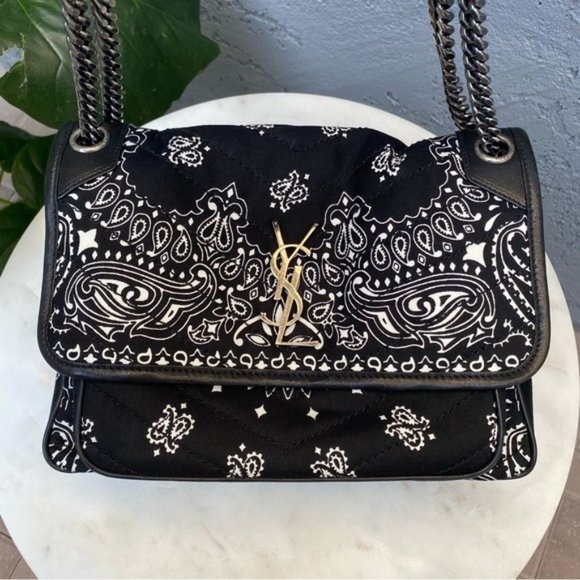 SOLD Saint Laurent YSL Medium Niki Chevron Quilted Bandana Bag - Picture 5 of 16